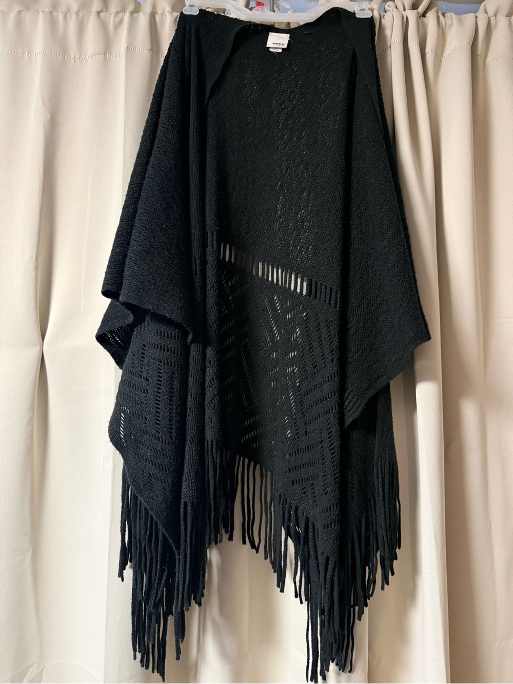 Sonoma Black Open-Knit Sweater Shawls